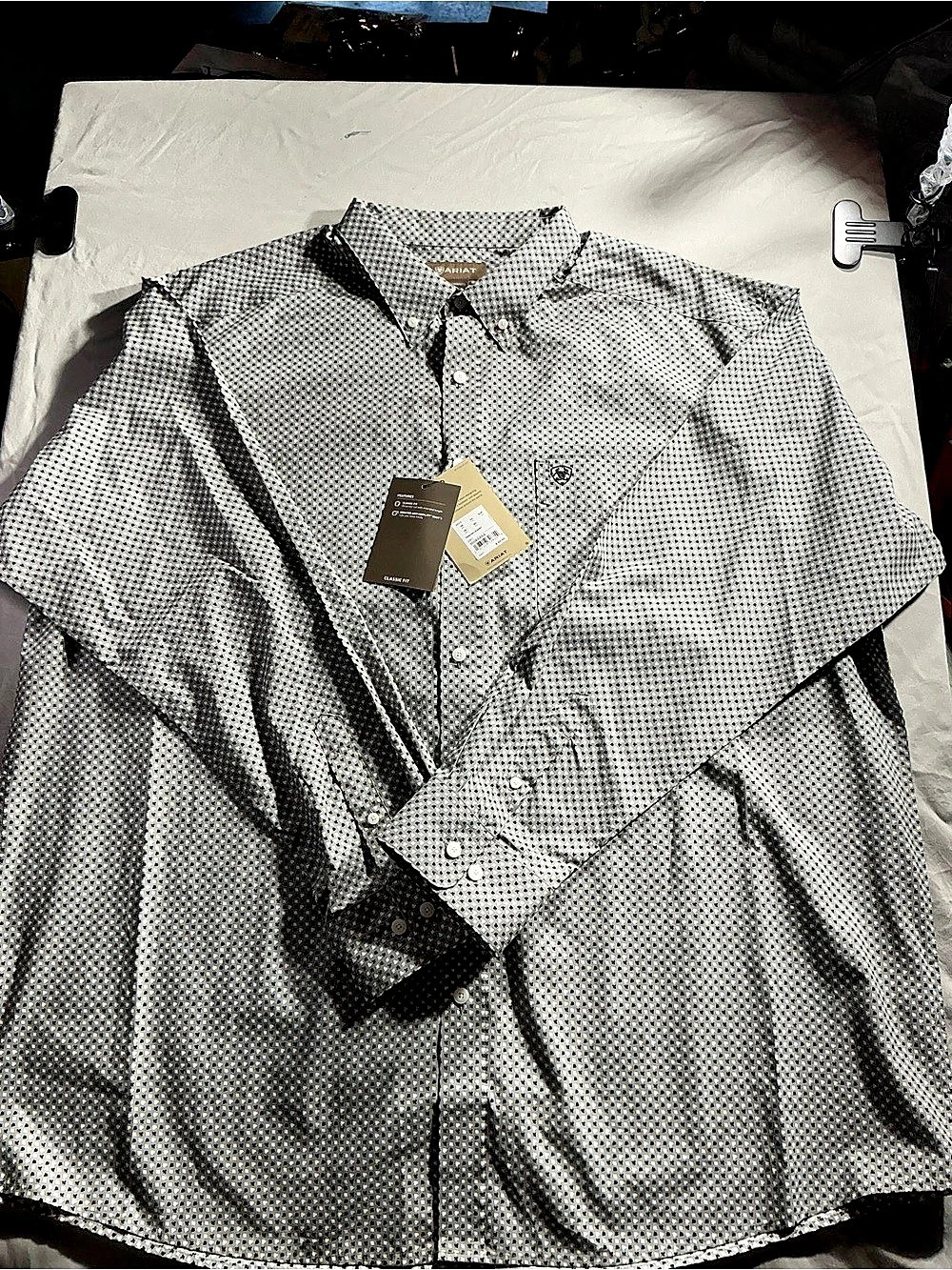 Ariat Men's Geometric Button Down Gray & Black XXL NWT
